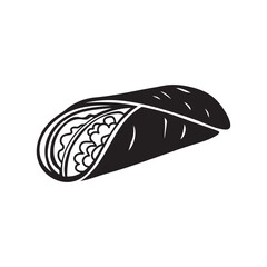 Burrito and Wrap Silhouette Vector Symbol Mexican Street Food Icon
