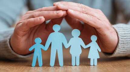 Doctor protecting family with health insurance and healthcare coverage