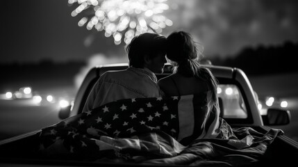 a couple watchinf fireworks