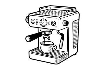 Espresso Machine Illustration Brewing the Perfect Cup of Coffee