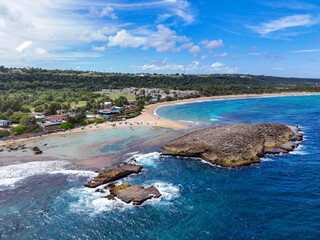 Protected pool area at Montones Beach near Isabela on the northwest side of the island of Puerto Rico in the Caribbean. 
