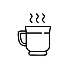 Handdrawn Line Art Mug Hot Drink Steam Icon Illustration vector