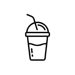 Handdrawn Line Art Illustration of a Disposable Cup with a Straw Filled with a Beverage 1