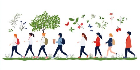 Fototapeta premium People walking in the park