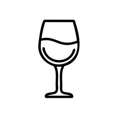 Handdrawn Line Art Wine Glass Icon Simple Red Wine Glass Illustration Graphic Design Element
