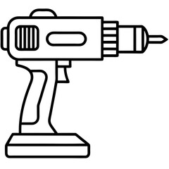 Electric Drill Minimalist Line Art Vector