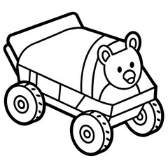 Bear Buggy line art vector