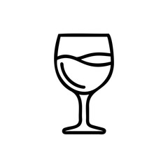 Handdrawn Line Art Wine Glass Icon Illustration Simple Drink Beverage Graphic Design Element