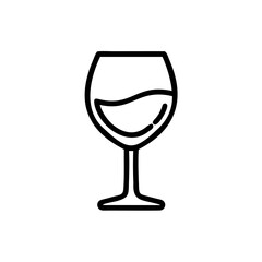 Handdrawn Line Art Wine Glass Illustration Partially Filled with Wine Simple Design