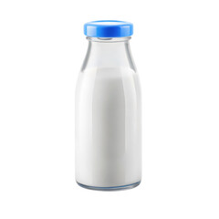 Classic Glass Milk Bottle: Fresh Dairy Product Isolated on Transparent Background

