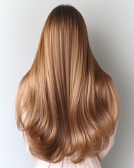 Naklejka premium Long Brown Hair Cascading Smoothly Down Back