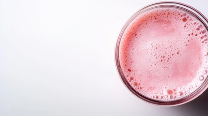 A vibrant pink beverage with frothy bubbles sits in a clear glass, capturing the essence of refreshing drinks perfect for summer or festive occasions.