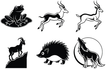 Naklejka premium Animal vector silhouette icon set illustration