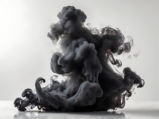 Abstract Black Ink Cloud Forming Dramatic Shapes Against a Light Background Creates a Sense of Mystery and Intrigue
