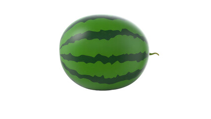 A realistic illustration of a watermelon, showcasing its distinctive green striped rind.