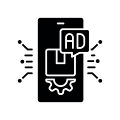 Product placement black flat icon for digital and print projects.