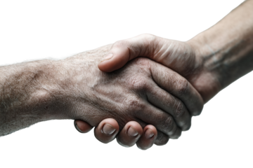 Handshake between young and elderly person PNG with a transparent background

