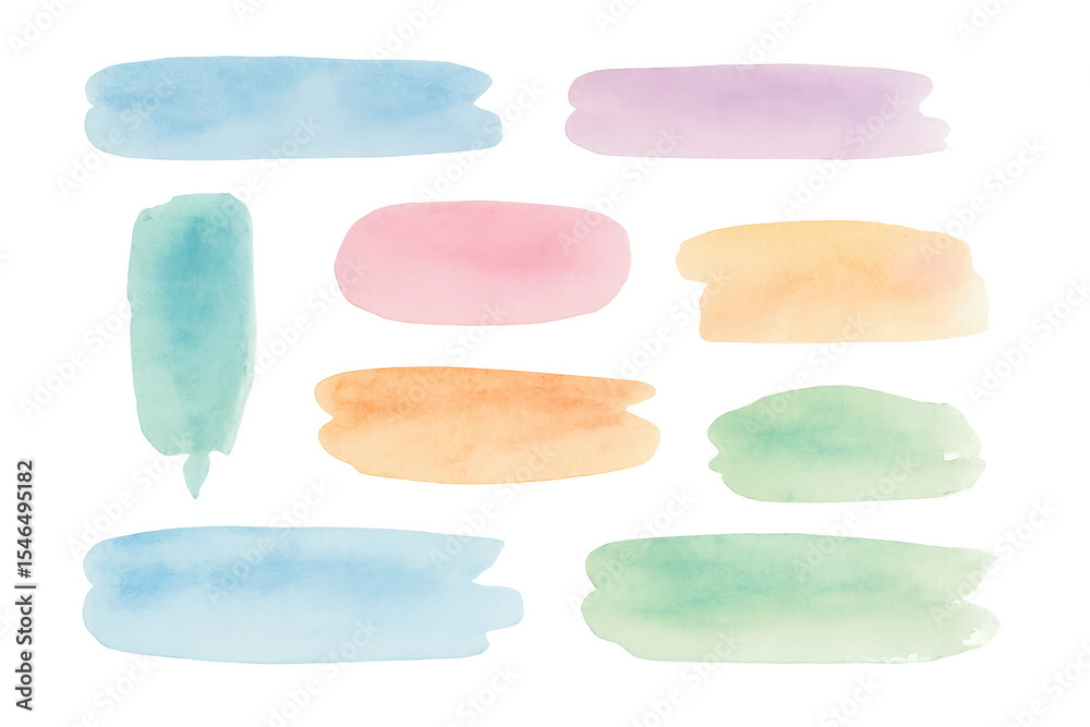 Poster pastel watercolor brushstrokes layering dynamically, creating abstract artistic pattern with translu