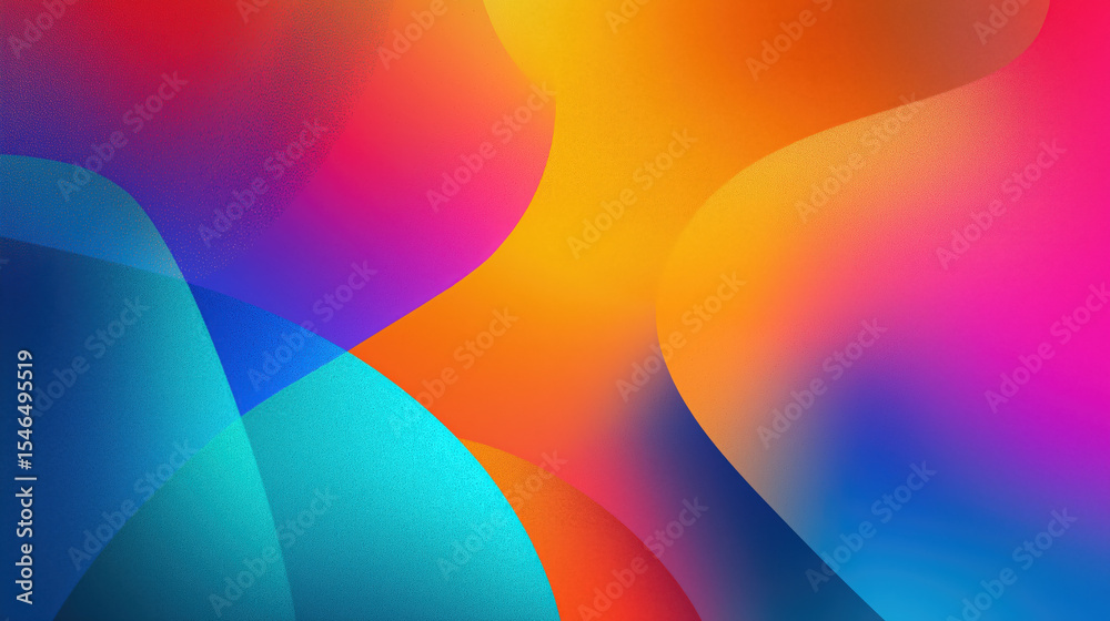 Aufkleber Vibrant abstract image with joyful fusion of warm and cool hues, featuring smooth gradients of orange, pink, blue, and purple. flowing shapes create dynamic and energetic composition