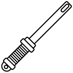 Obraz premium Simple line art illustration of a sword isolated on white background
