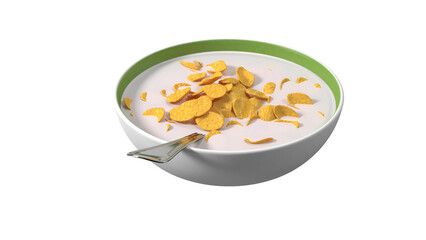 A bowl of cereal with milk, showcasing a simple and nutritious breakfast option.