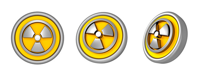 Radiation Hazard Sign 3d icon. Symbol of radioactive threat alert in circle Frame 3d icon