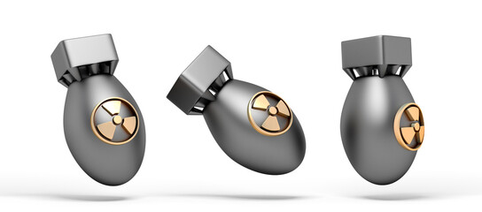 Nuclear Bomb with Radiation Symbol 3D Icon. atomic bomb 3d icon