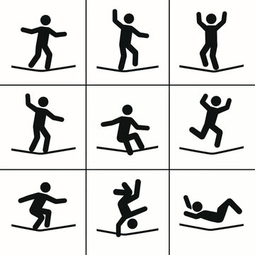 Slackline Balance & Acrobatics Silhouette Icons