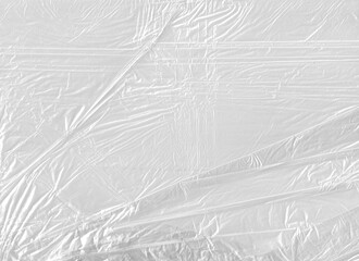 Textura de bolsa plástica color blanco. White plastic film wrap texture background. White wrinkled...