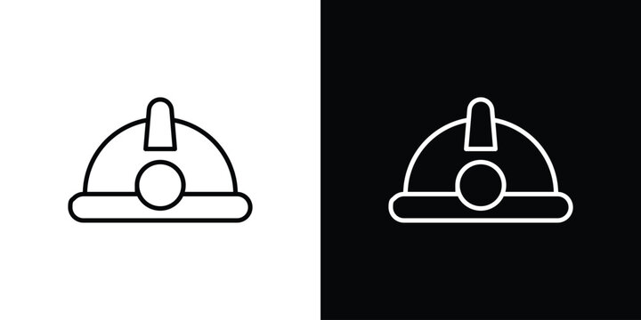 Miner helmet icon in black. flat graphic vector icon