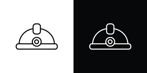 Fototapeta premium Mining Helmet icon in black. flat graphic vector icon