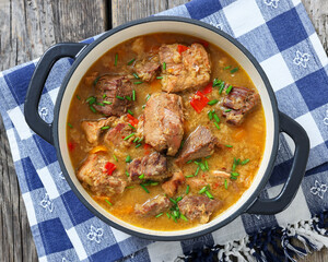 braised meat stew of beef and pork, top view