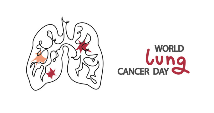 World Lung Cancer Day. Abstract multicolored Human lungs. World no tobacco day banner. World Tuberculosis Day. National Asthma and Allergy Awareness Month. vector line art	
 - Powered by Adobe
