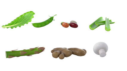 A collection of various green plants and vegetables, showcasing their natural forms and textures.