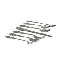 A collection of various silver spoons arranged neatly in a line, showcasing different sizes and shapes for culinary use.