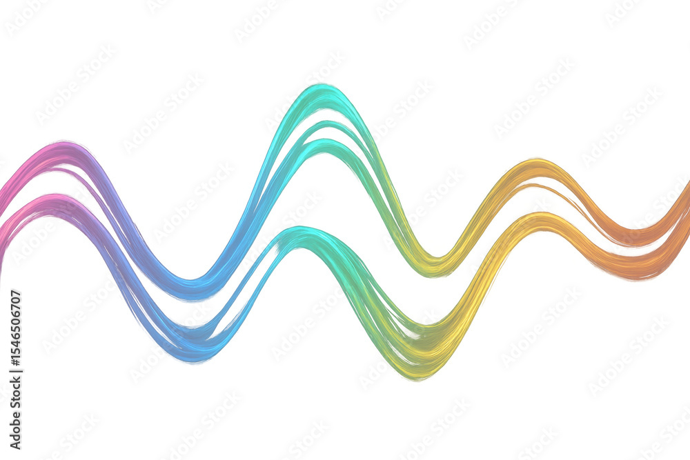 Poster abstract colorful wavy lines flowing on transparent background, creating a vibrant and dynamic visua