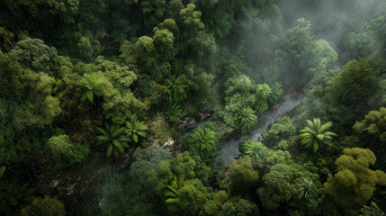 Obraz premium Rainy Jungle Canopy View