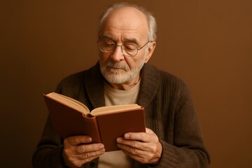 old man reading a book