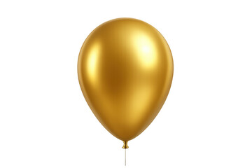 Metallic golden balloon hovering, symbolizing joy during special events, floating against clean transparent backdrop
