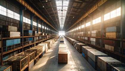 Abandoned Warehouse with Shipping Containers and Scurrying Rats