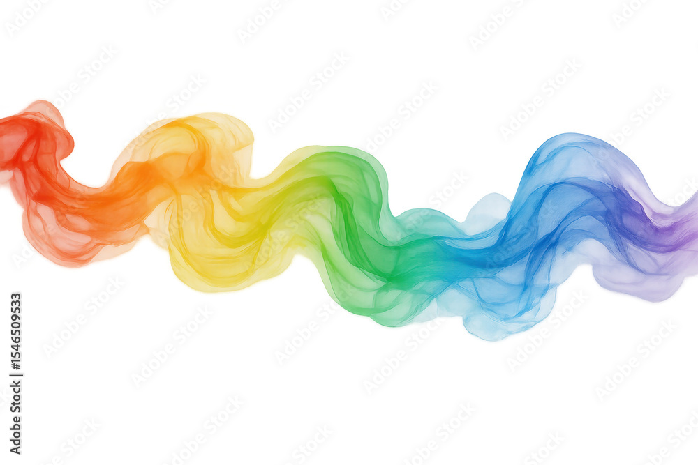 Poster colorful abstract wave flowing smoothly on transparent background, creating a vibrant and dynamic vi