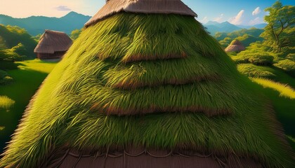 blady grass made natural roof abstract background