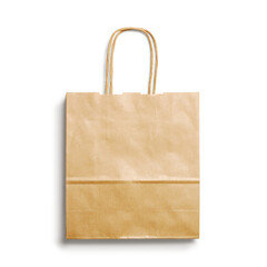 A simple brown paper bag with handles, commonly used for shopping or carrying items.