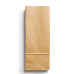 A plain brown paper bag, typically used for carrying groceries or takeout food.
