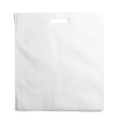 A plain white shopping bag with a handle, suitable for carrying items.