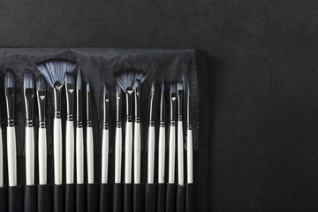 A set of art brushes for drawing on a black background