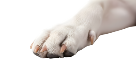 Dog's Paw Close-Up: Soft Fur, Cute Claws, Transparent Background