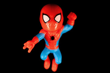 Naklejka premium Kinder Surprise Marvel Spider-Man Peter Parker on the black background