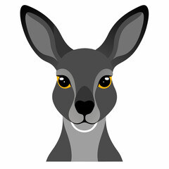 Gray kangaroo portrait illustration for kids