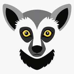 Ring tailed lemur face illustration vector graphic